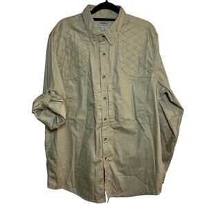 LL‎ Bean Outdoors Hiking Long Sleeve Shirt Tan Beige Size Large Hunting Fishing